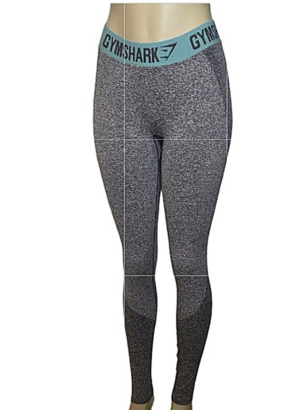 Gymshark Heather Gray Leggings with Teal Waistband Size S